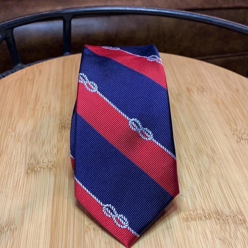 Tommy Hilfiger || NWT Navy Red Rope Print Striped Silk Tie